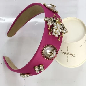 Baroque Rhinestone Headband Hairband for Women Girls Metal Bee Beads Flower Head Hair Accessories