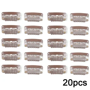 Alileader 20Pcs/Lot Clip In Hair Extension Wig Clips For Human Hair Bangs Snap Hair Clips For Extensions Metal Comb For Closure