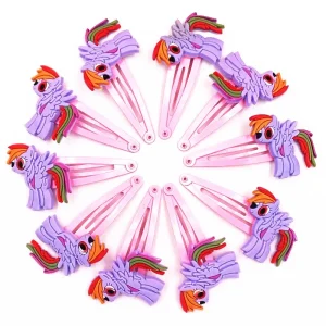 10Pcs Cute Girls My Little Horse Unicorn Kids Hairpins Flower Hair accessories Hairclip Children Headwear Hair pins Tiaras
