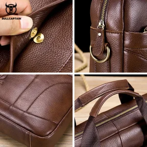 BULLCAPTAIN Men Briefcase Famous Brand Leather Shoulder Messenger Bags Office Handbag 14 inch Laptop bag High Quality