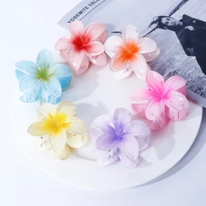 8cm Large Gradient Flower Acrylic Hair Clip for Women Sweet Hairpins Hair Claws Crab Clamp Barrettes Hawaiian Hair Accessories