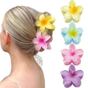8cm Large Gradient Flower Acrylic Hair Clip for Women Sweet Hairpins Hair Claws Crab Clamp Barrettes Hawaiian Hair Accessories