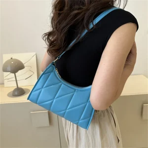 Trendy Women Shoulder Bag PU Leather Underarm Bag Solid Color Handbags Leisure Commuting Small Handle Bags Fashion Zipper Clutch