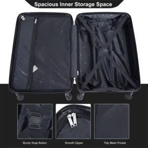Travelhouse Luggage 4-Piece ABS Suitcase With Rotating Wheels,24 Inch and 28 Inch with TSA Lock,(16/20/24/28)