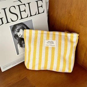 Vertical Stripe Cosmetic Bag Waterproof Women's Cosmetic Bag , Small Bag Storage Makeup Case,Travelling Bags For Ladies,Pencil C