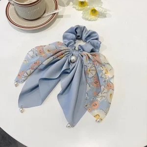 VANIKA New Women Bow Hair RopeChiffon Floral Print Sweet Elastic Hair Band Ponytail Holder Gum for Hair Ties Hair Accessories