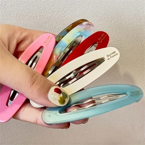 1pcs Acetate Hair Clips Bobby Pins Simple Cute Sweet Oval Geometric Side Pins Hairpin Women Hair Accessories