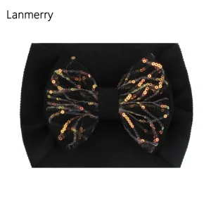 Double Layer Sequins Hair Bow Headband For Girls Summer Turban Party Headwrap Hair Bands Kids Cute Headwear Hair Accessories