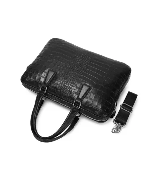 SCHLATUM Genuine Leather Crocodile Grain Briefcases Hard For Men 15.6 Inch Laptop Briefcase Bags Computer Bag Luxury Handbags