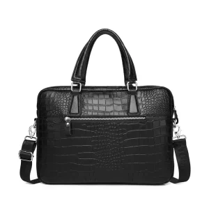 SCHLATUM Genuine Leather Crocodile Grain Briefcases Hard For Men 15.6 Inch Laptop Briefcase Bags Computer Bag Luxury Handbags