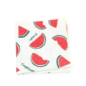 High Quality Cute Linen Cartoon Handkerchief For Men Cat Polar Bear Watermelon Wave Printed Pocket Square Funny Hanky Accessorie