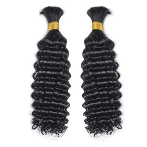 Bulk Braiding Hair 100% Human hair Deep Wave Unprocessed No Weft Boho Braids Human Hair Bulk Extensions Brazilian Remy Hair