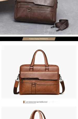14 Inch Laptop Bag Men Briefcase Bag High Quality Business PU Leather Shoulder Messenger Bags Office Handbag