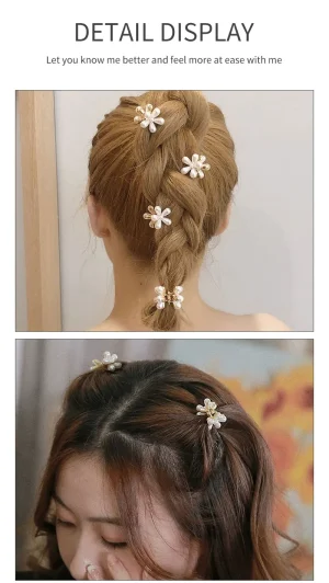 10 Pcs Small Pearl Hair Claw Clips Mini Pearl Claw Clips with Flower Design Sweet Pearl Hair Clips Flower Pins Clips