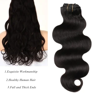 Body Wave Clip in Hair Extensions Human Hair Clip in Hair Extensions #1B Full Head 8Pcs with 120Gram Clip In Hair Extensions