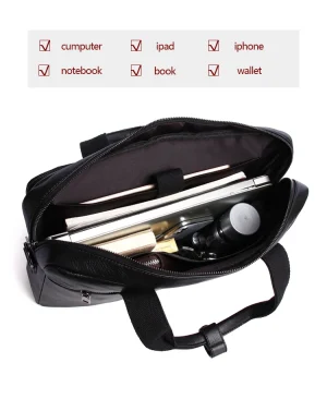SCHLATUM Genuine Leather Bussiness Briefcases Black for Men luxury handbags Laptop Briefcase Bags 16 inch Office Computer bag