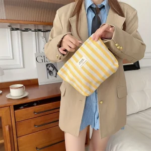 Vertical Stripe Cosmetic Bag Waterproof Women's Cosmetic Bag , Small Bag Storage Makeup Case,Travelling Bags For Ladies,Pencil C
