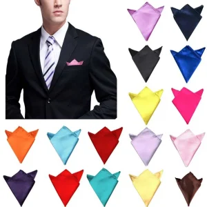 Fancy Black Mens Wedding Business Prom NEW Solid Blazer Satin Plain  Hankerchief Jacket Pocket Square Suit Boys Hanky