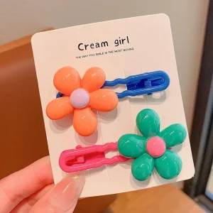 2pc Cute Flower Hairpin Hairgrip Hair Clips for Girls Women Kids Childs Vintage Gift Hair Accessories Party Holiday Ornamen