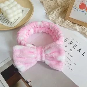 Spa Headband Bow HairBand Women Facial Makeup Head Bands Soft Coral Fleece Headwraps For Shower Washing Face Hair Accessories