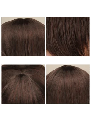 Short Bob Striaight Women Girls Wigs Natrual Black Light Brown Dark Brown Heat Resistant Synthetic Hair Wigs