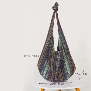 Contrast Color Printed Bohemian Ethnic Style Large Capacity Minimalist Women's Shoulder Crossbody Tote Bag
