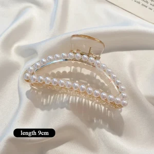 Elegant Big Pearl Hair Claws for Women Korean Acrylic Hair Clips Girls Large Size Barrette Shark Clip Fashion Hair Accessories