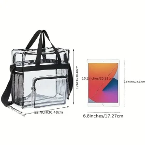 Transparent PVC Tote Bag, Multi Pockets Shoulder Bag, Lightweight Waterproof Travel Storage Bag