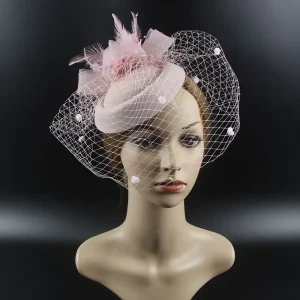 Women Feather Fascinator Headband Retro British Large Floral Hair Clip Cocktail Wedding Party Bridal Hat Decor Ladies Headwear