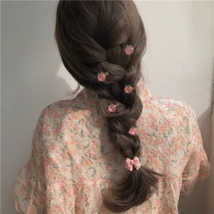 Children's Hair Clip Braided Hair Small Flower Hair Buttons Hairpin Girl Cute Headdress Girl Mini Hair Claw Hair Accessories
