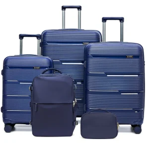 5pcs Suitcase Set Lightweight Case Set, Durable Trolley, Hand Luggage Suitcase with Wheels, TSA-Lock Boarding Travel Suitcase