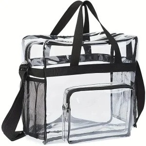Transparent PVC Tote Bag, Multi Pockets Shoulder Bag, Lightweight Waterproof Travel Storage Bag