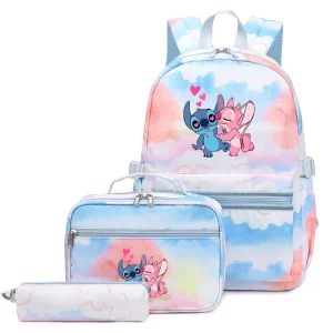 3Pcs/Set Disney Lilo Stitch Teenager Student Backpack Colorful Bag Boys Girls School bags with Lunch Bag Travel Mochilas