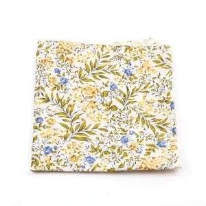 Men Classic White Cotton Handkerchief Floral Pattern Pocket Square Hanky For Wedding Daily Wear Groom Shirt Suit Wear Accessory