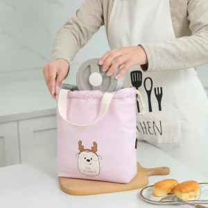 Lunch Bento Tote Pouch Reusable Small Cute Lunch Bag with Drawstring Suitable for Girls Adults Women Work Beach Camping Picnic