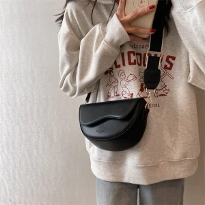 Fashion Small PU Leather Saddle Armpit Bags for Women Vintage Designer Shoulder Crossbody Bag Small Flap Purse and Handbags