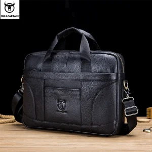 BULLCAPTAIN Men Briefcase Famous Brand Leather Shoulder Messenger Bags Office Handbag 14 inch Laptop bag High Quality
