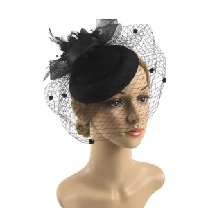 Women Feather Fascinator Headband Retro British Large Floral Hair Clip Cocktail Wedding Party Bridal Hat Decor Ladies Headwear