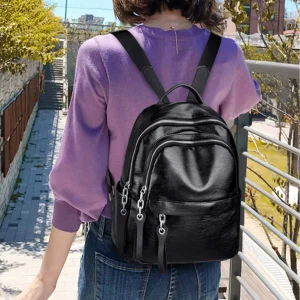 A Casual And Versatile Black Pu Large-capacity Ladies' Shoulder Bag Is Light And Suitable For College Students To Go Out