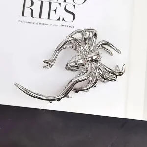 Fashionable Gothic Spider shaped Hair Claw - Unique Metal Grip, Solid Color, Medium Size, Minimalist Style Women's Accessories