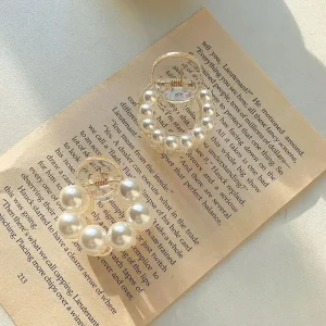 Round Pearl Hair Clips For Women Girls Hair Claw Chic Barrettes White Claw Crab Hairpins Styling Fashion Hair Accessories