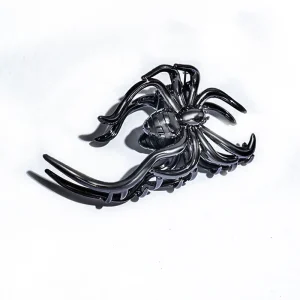Fashionable Gothic Spider shaped Hair Claw - Unique Metal Grip, Solid Color, Medium Size, Minimalist Style Women's Accessories