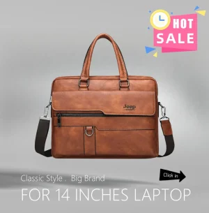 JEEP BULUO Brand Man'sBusiness Briefcase Bag 2pcs/set Split Leather High Quality Men office Bags For 13. 3 inch Laptop A4 Causel