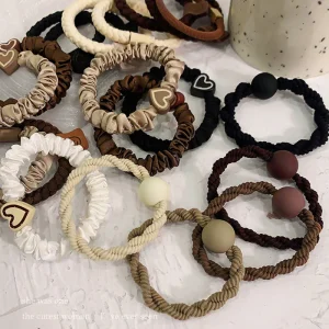 5/10pcs/Set Elegant Heart Ball Elastic Hair Bands For Women Ponytail Hair Tie Scrunchie Rubber Bands Fashion Hair Accessories