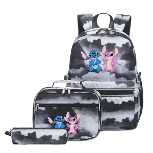 3Pcs/Set Disney Lilo Stitch Teenager Student Backpack Colorful Bag Boys Girls School bags with Lunch Bag Travel Mochilas