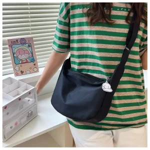 Cute Japanese Canvas Casual Teenage School Bag Aesthetic Sweet Messenger Bag Large Capacity Shoulder Bag Crossbody Bags
