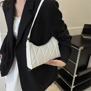 Trendy Women Shoulder Bag PU Leather Underarm Bag Solid Color Handbags Leisure Commuting Small Handle Bags Fashion Zipper Clutch