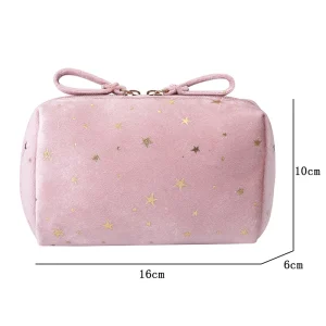 Girl Velvet Makeup Bag Organizer Soft Girl Lipstick Storage Bag Women Toiletry Beauty Make Up Case Pouch Portable Cosmetic Bag