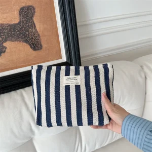 Vertical Stripe Cosmetic Bag Waterproof Women's Cosmetic Bag , Small Bag Storage Makeup Case,Travelling Bags For Ladies,Pencil C