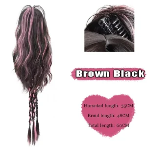 AOSI Synthetic Claw Clip Ponytail Hair Extensions Short Curly Natural Tail False Hair For Women Horse Tail  Highlight Powder